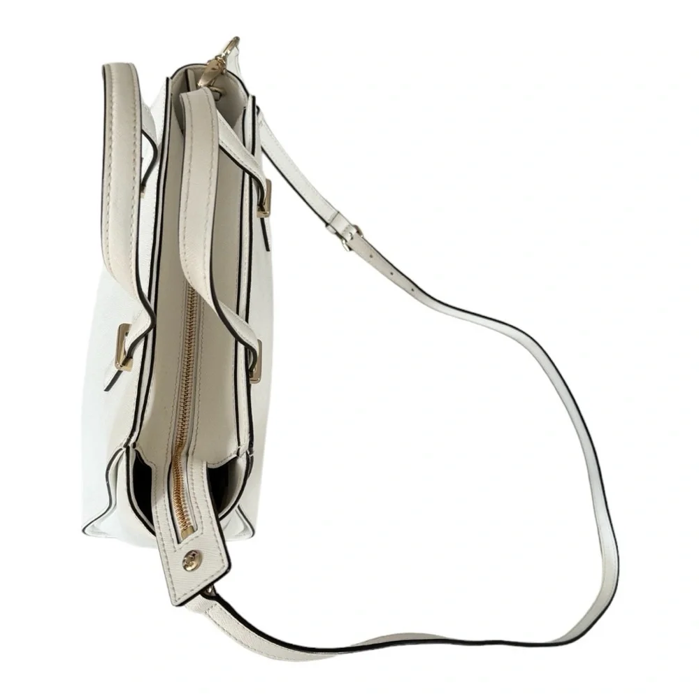 Kate Spade Cedar Street Small Hayden Leather Top-Handle Tote White.